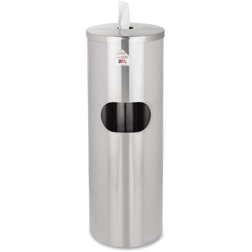 2XL Stainless Steel Stand Wiper Dispenser - 39" Height - Stainless Steel - Stainless Steel - Smudge Resistant - 1 Each. Picture 1