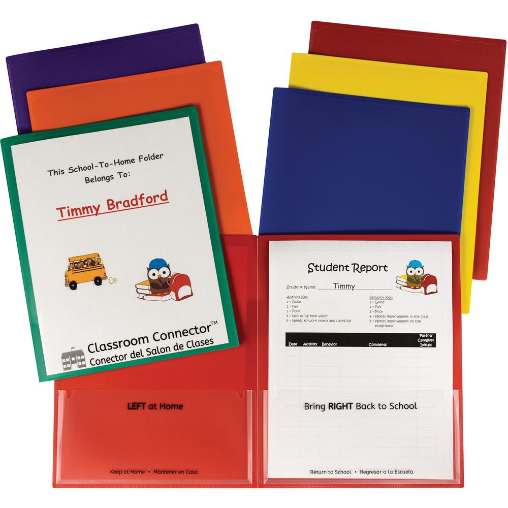 C-Line Classroom Connector Report Cover - 2 Front & Back Pocket(s) - Red, Orange, Yellow, Blue, Green, Purple - 36 / Box. Picture 1