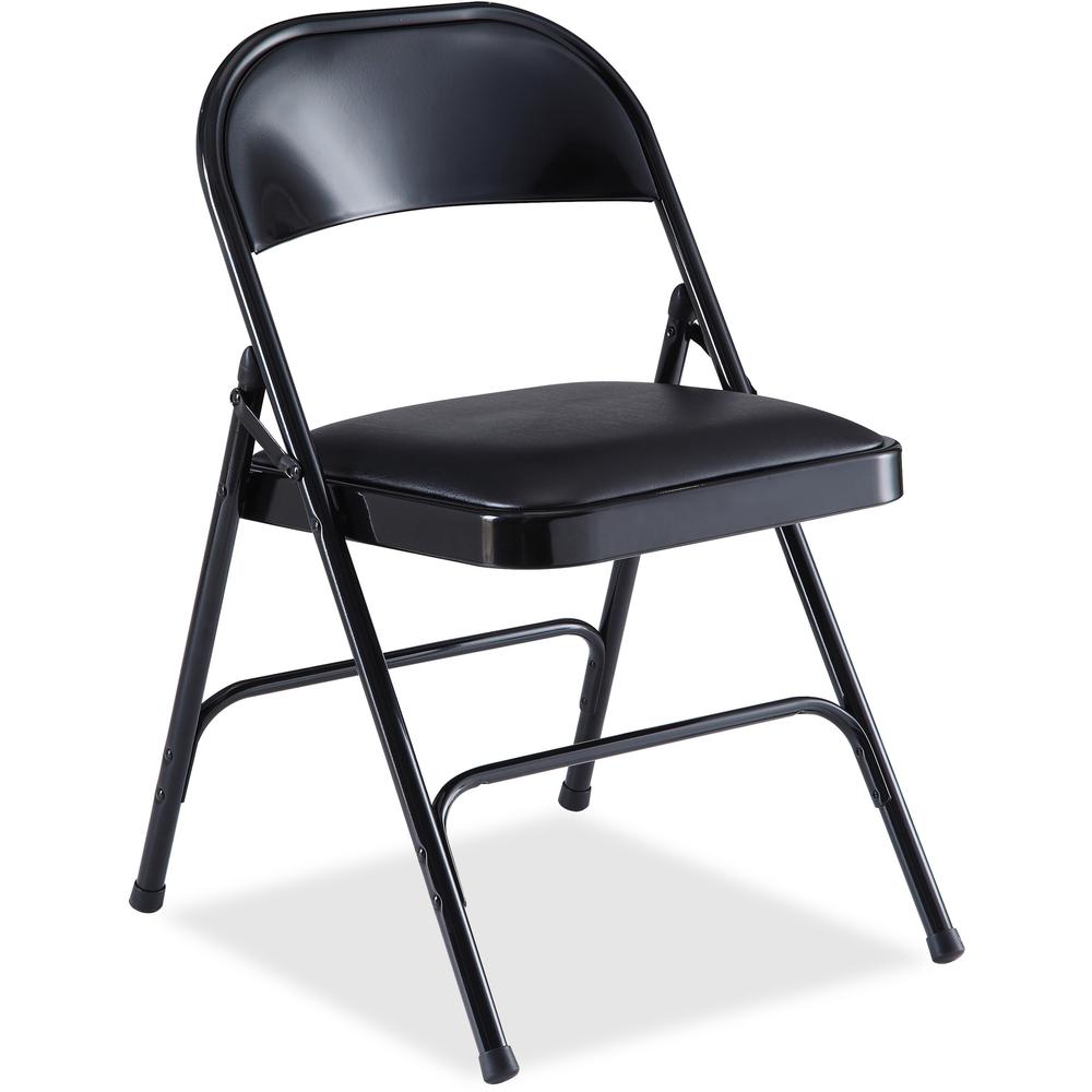 Lorell Padded Seat Folding Chairs - Vinyl Seat - Powder Coated Steel Frame - 4 / Carton. Picture 1
