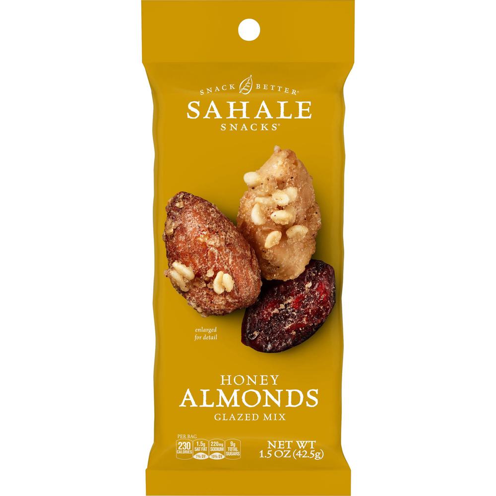 Sahale Snacks Honey Almonds Glazed Snack Mix - Non-GMO, Gluten-free - Honey, Almond, Vanilla - 1.50 oz - 18 / Carton. Picture 1
