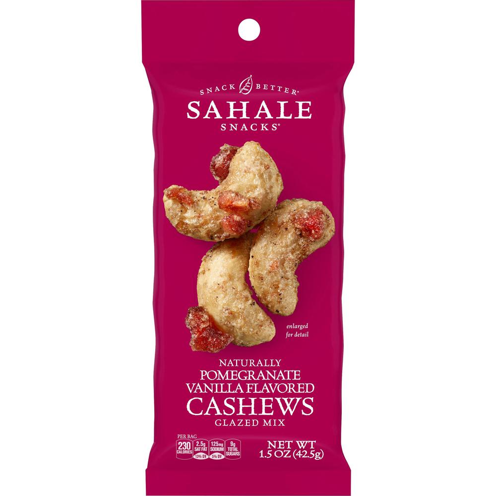 Sahale Snacks Pomegranate/Vanilla Cashews Glazed Snack Mix - Non-GMO, Gluten-free - Cashew, Pomegranate, Vanilla - 1.50 oz - 18 / Carton. Picture 1