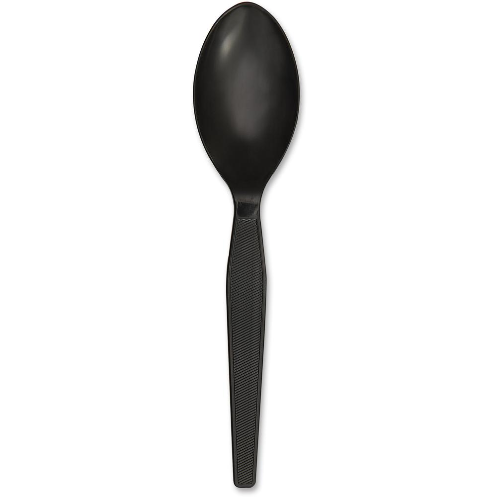 Genuine Joe Heavyweight Spoon - 1 Piece(s) - 1000/Carton - 1 x Spoon - Disposable - Textured - Black. Picture 1