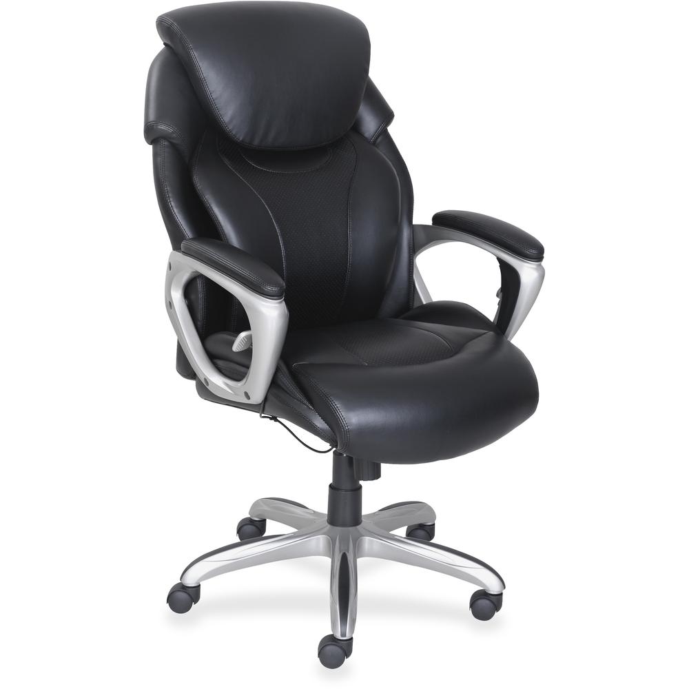 Lorell Wellness by Design Air Tech Executive Chair - 5-star Base - Black - Bonded Leather - 1 Each. Picture 1