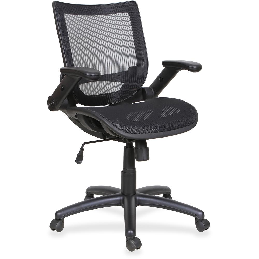 Lorell Mid-Back Task Chair - Mid Back - Black - Armrest - 1 Each. Picture 1