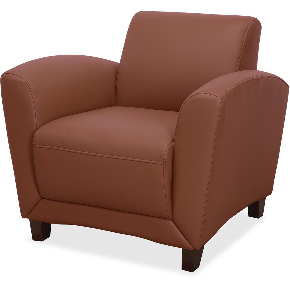 Lorell Accession Club Chair - Four-legged Base - Tan - Bonded Leather - Armrest - 1 Each. Picture 1