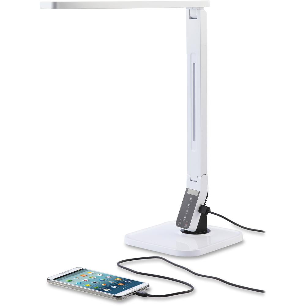 Lorell Smart LED Desk Lamp - LED - White - Desk Mountable - for Desk, Table. Picture 1