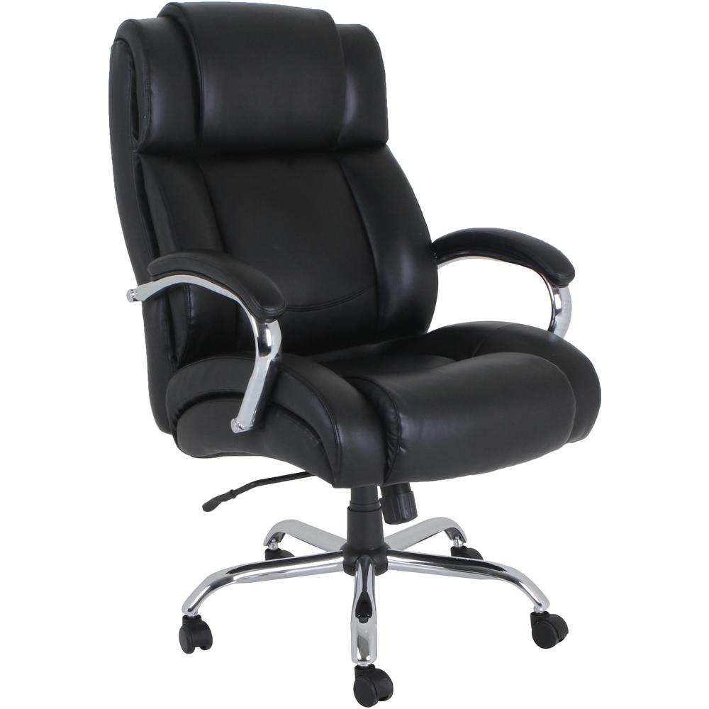 Lorell Big and Tall Leather Chair with UltraCoil Comfort - Black - 1 Each. The main picture.