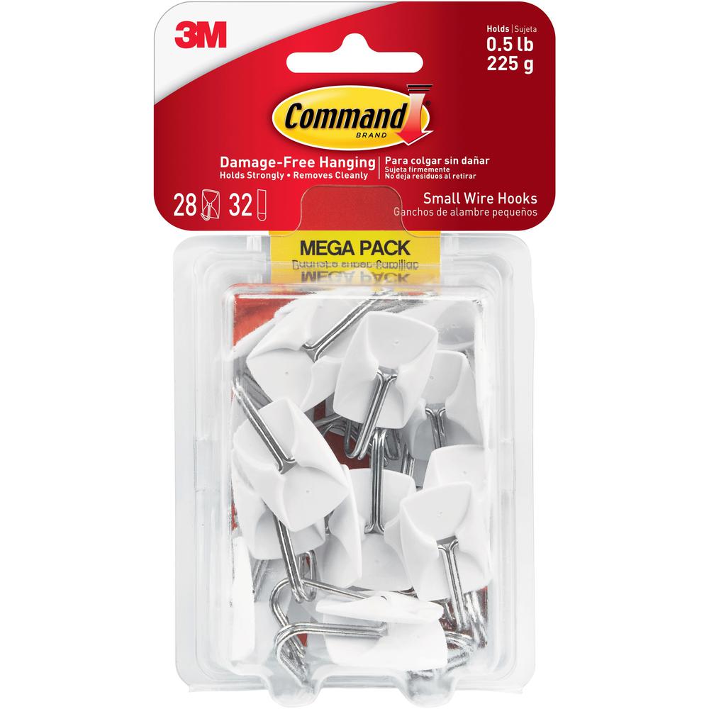 Command Small Wire Hooks Mega Pack - 28 Hooks - 28 Small Hook - 8 oz (226.8 g) Capacity - for Multipurpose, Paint, Wood, Tile - White - 28 / Pack. Picture 1