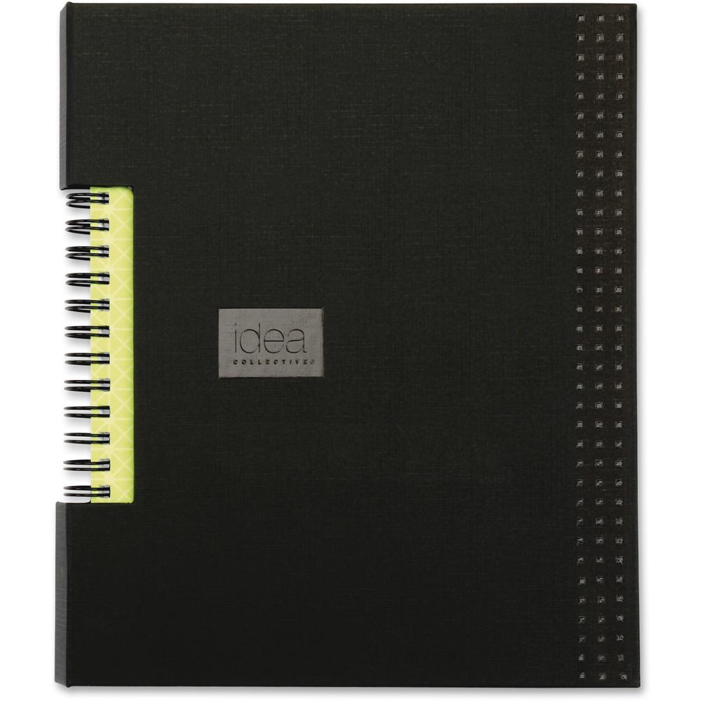 TOPS Idea Collective Wirebound Notebook - Twin Wirebound - Ruled - 6" x 8" - Black Cover - Hard Cover, Expandable Pocket - 1 Each. Picture 1