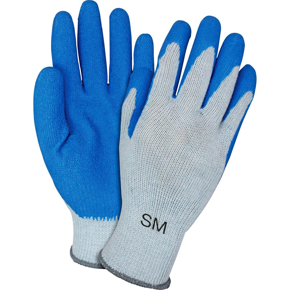 Safety Zone Blue/Gray Coated Knit Gloves - Latex Coating - Small Size - Blue, Gray - Crinkle Grip, Knitted - For Industrial - 1 Dozen. Picture 1