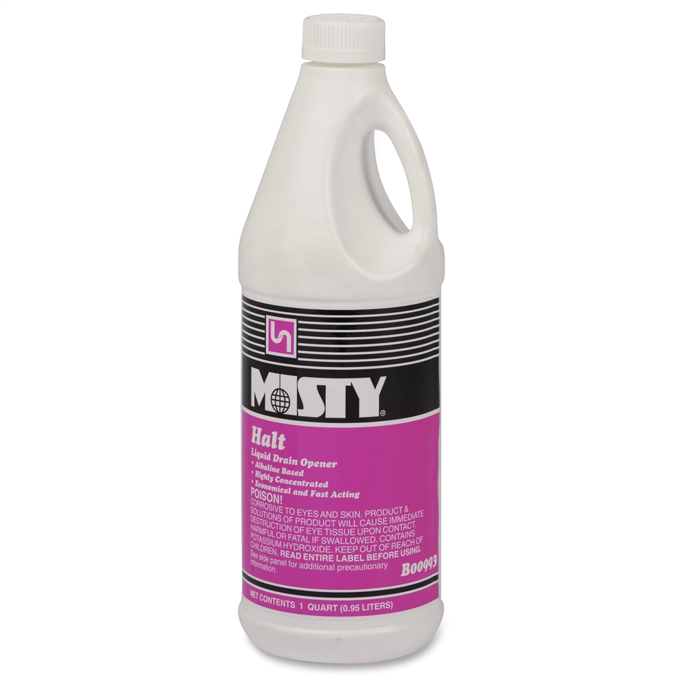 MISTY Halt Liquid Drain Opener - Ready-To-Use/Concentrate - 32 fl oz (1 quart) - 12 / Carton - Red. Picture 1