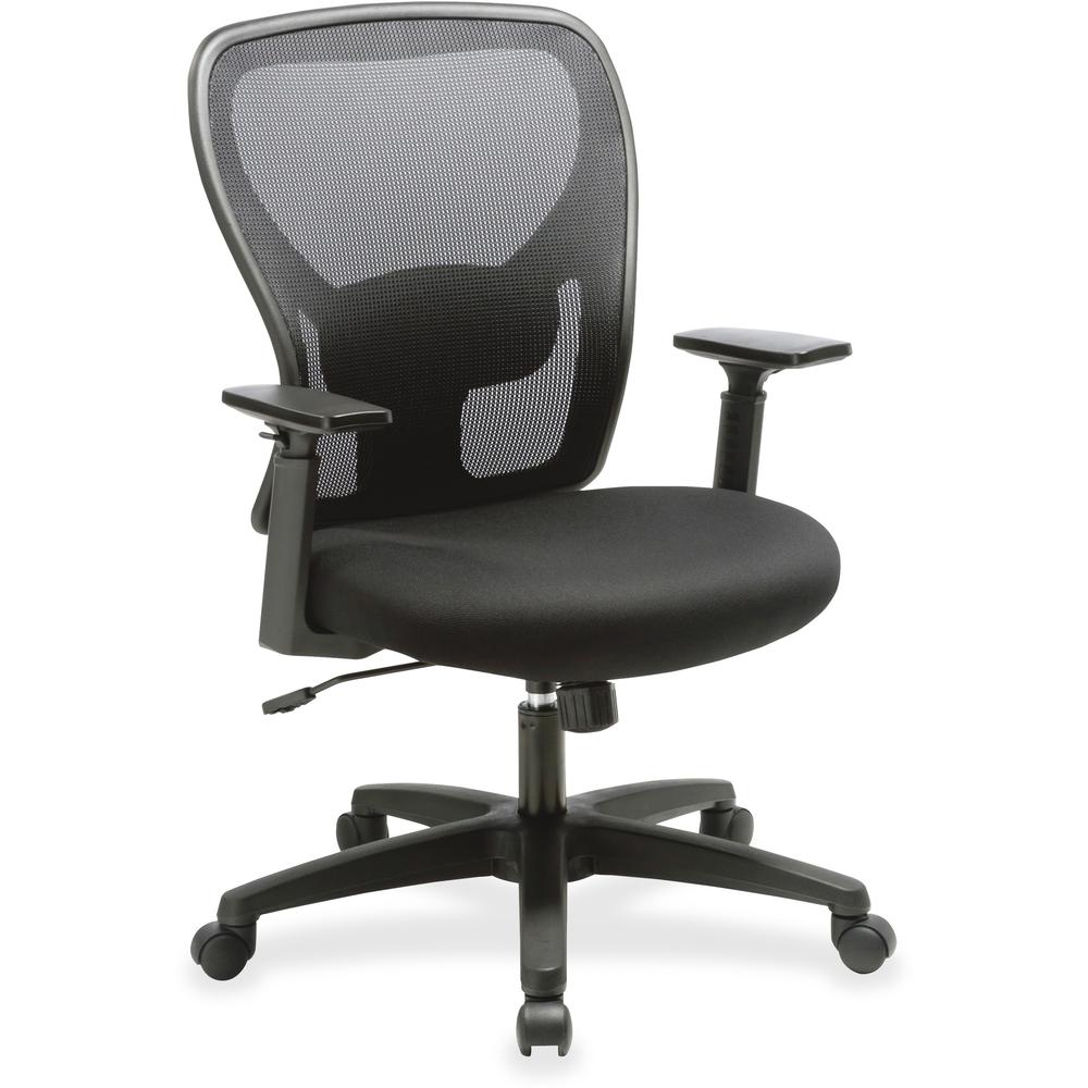 Lorell Mid-back Task Chair - Black Fabric Seat - Black Mesh Back - Mid Back - 1 Each. Picture 1