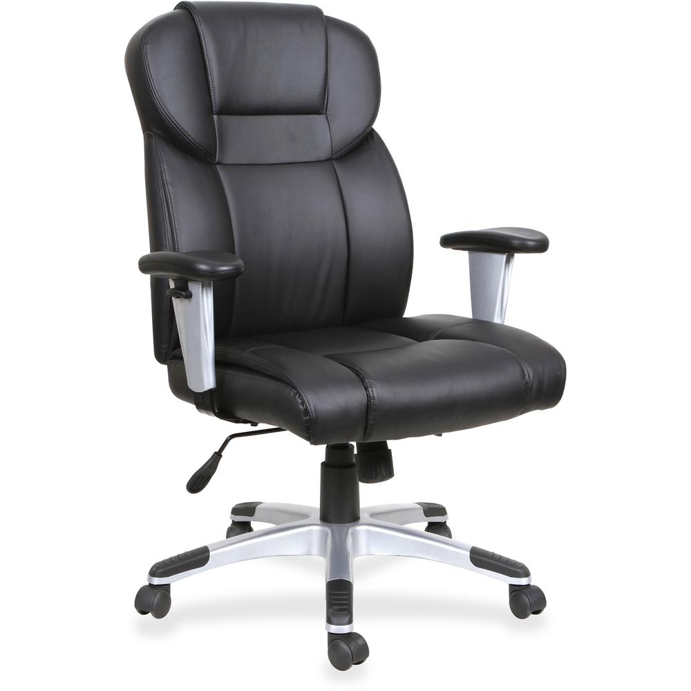 Lorell High-back Leather Executive Chair - Bonded Leather Seat - Bonded Leather Back - Black - 1 Each. Picture 1