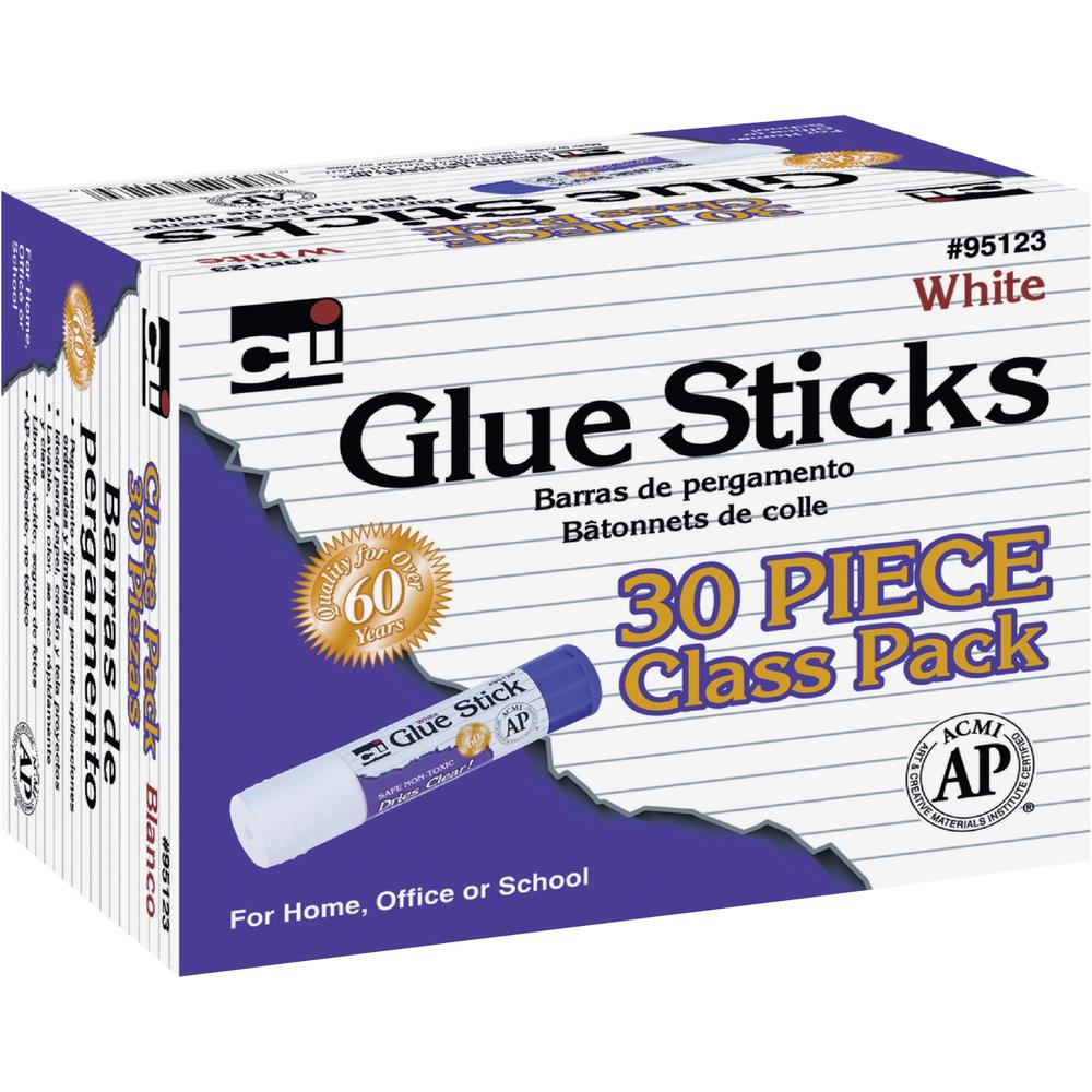 CLI 30-piece Classpack Glue Sticks - 0.28 oz - 30 / Box - White. The main picture.
