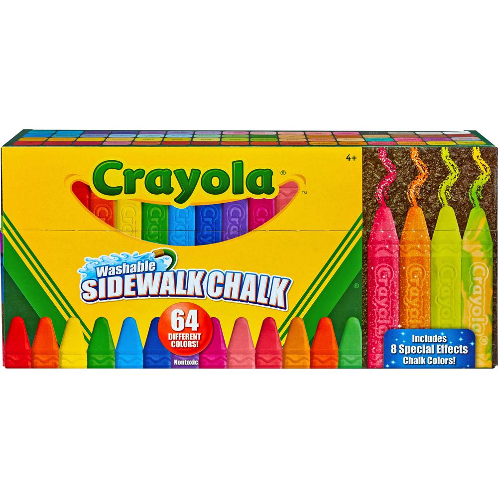 Crayola Washable Sidewalk Chalk - Unleash your colorful creativity outdoors! 64 unique, washable colors. Anti-roll stick design.. Picture 1
