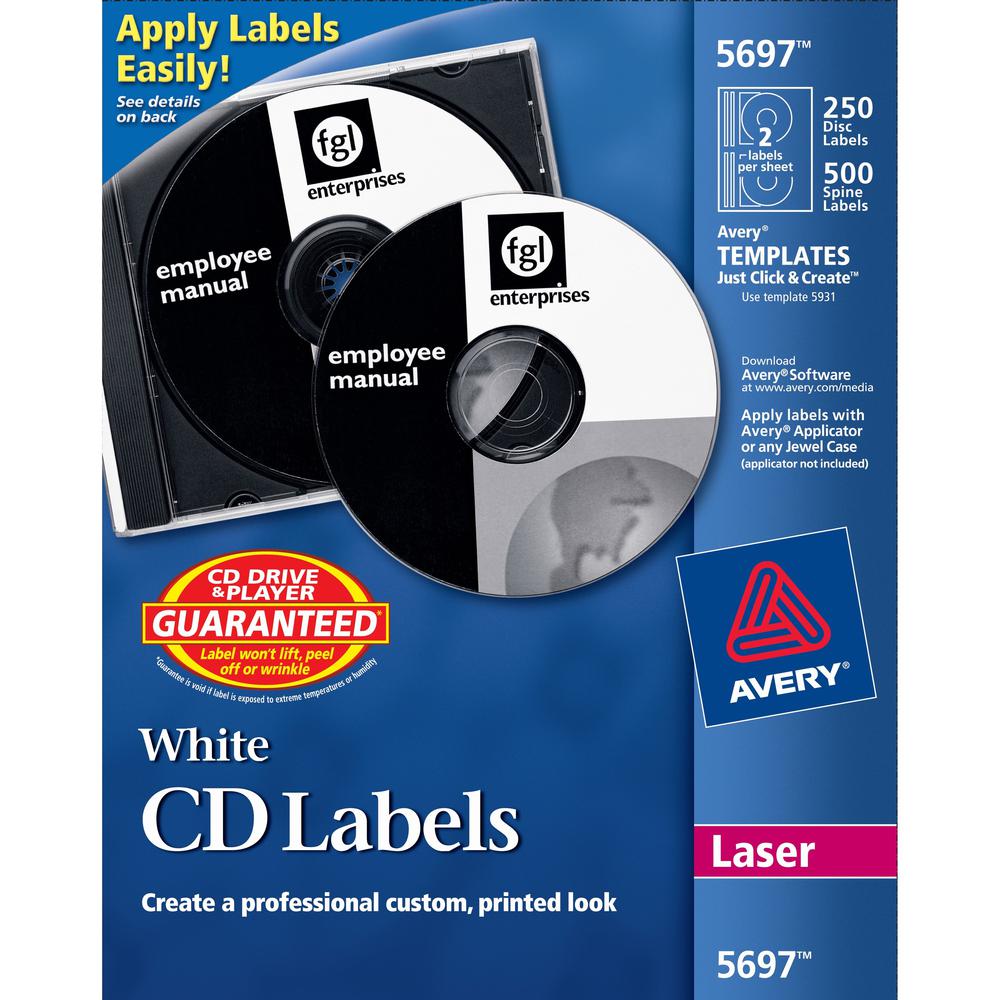 Avery&reg; Customize CD/DVD Labels - Matte White - 750 Total Label(s) - 250 / Pack. Picture 1
