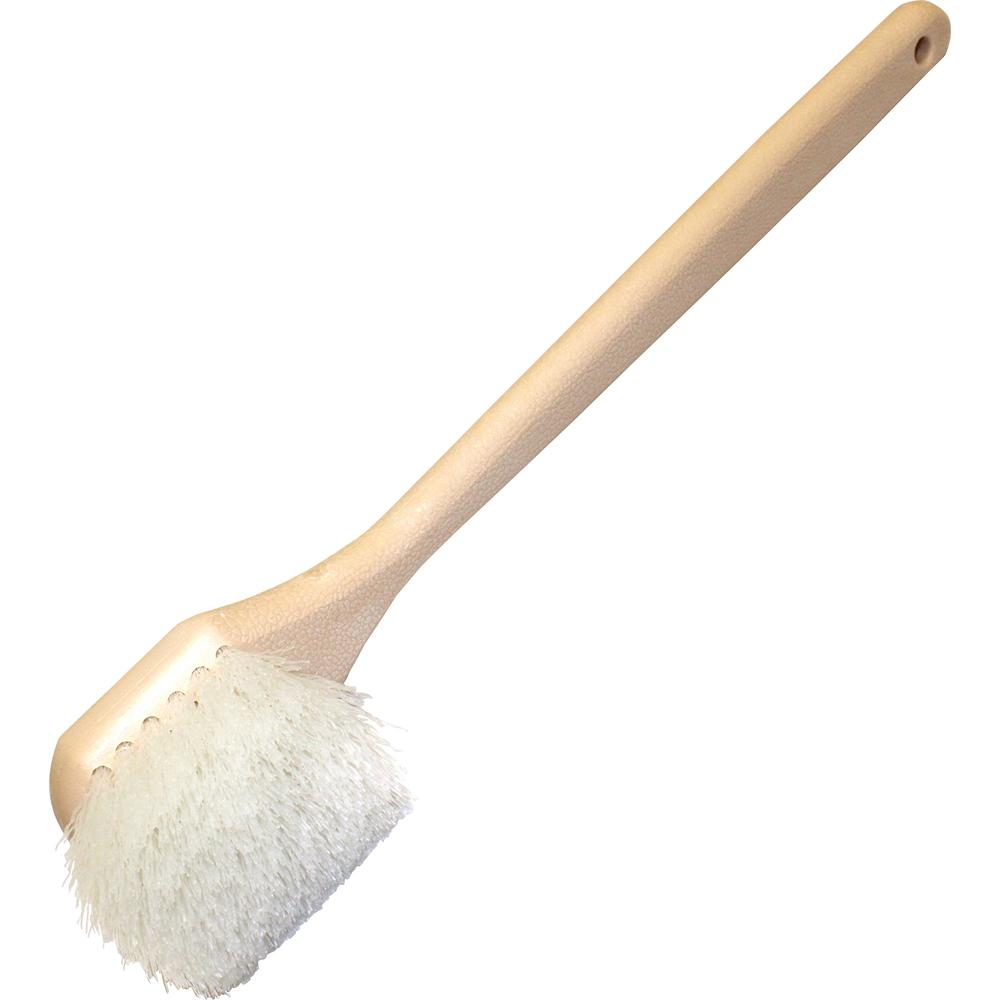 Genuine Joe Nylon Utility Brush - Nylon Bristle - 20" Handle Length - 1 Each - White. Picture 1