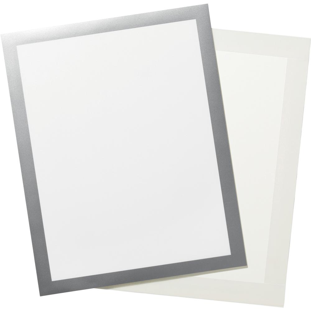 DURABLE&reg; DURAFRAME&reg; Self-Adhesive Magnetic Tabloid Sign Holder - Horizontal or Vertical, 12.25" x 18" Frame Size - Holds 11" x 17" Insert, 2 -Pack, Silver. Picture 1