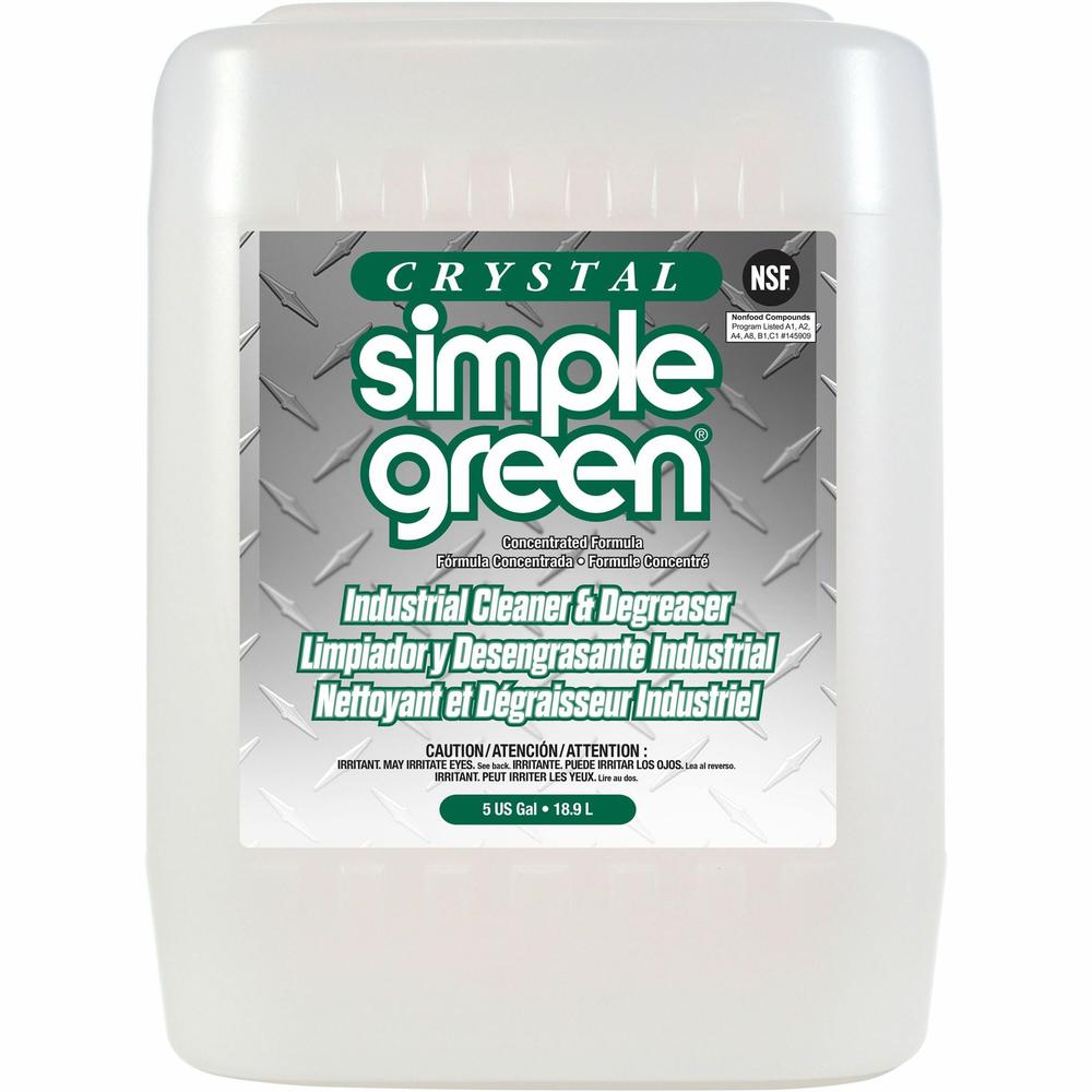 Simple Green Crystal Industrial Cleaner/Degreaser - For Metal - 640 fl oz (20 quart) - 1 Each - Non-flammable, Non-toxic, Scent-free, Fragrance-free, Color-free - Clear. Picture 1