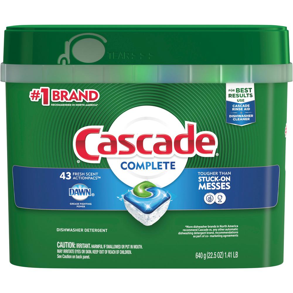 Cascade Complete Dishwasher Packs - 22.50 oz (1.41 lb) - 43 / Pack - White. Picture 1