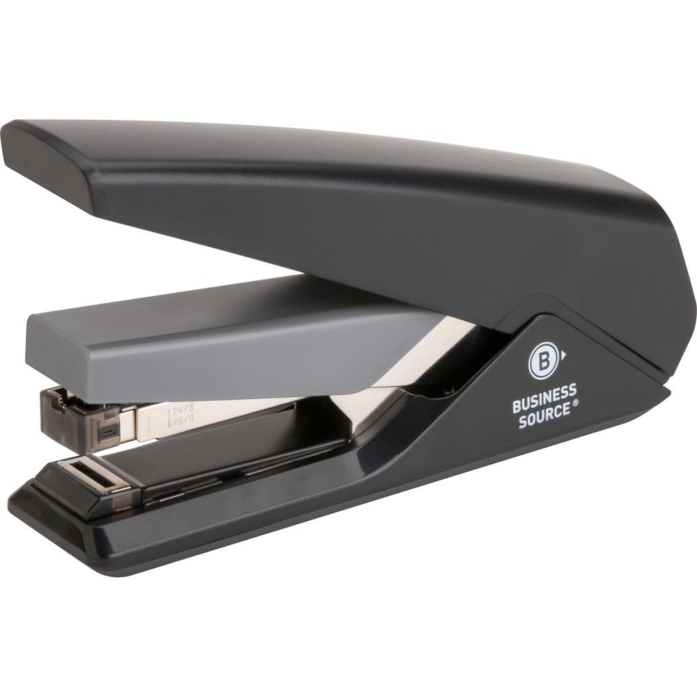 Business Source Full Strip Flat-Clinch Stapler - 30 of 20lb Paper Sheets Capacity - 210 Staple Capacity - Full Strip - 1/4" Staple Size - 1 Each - Black. Picture 1