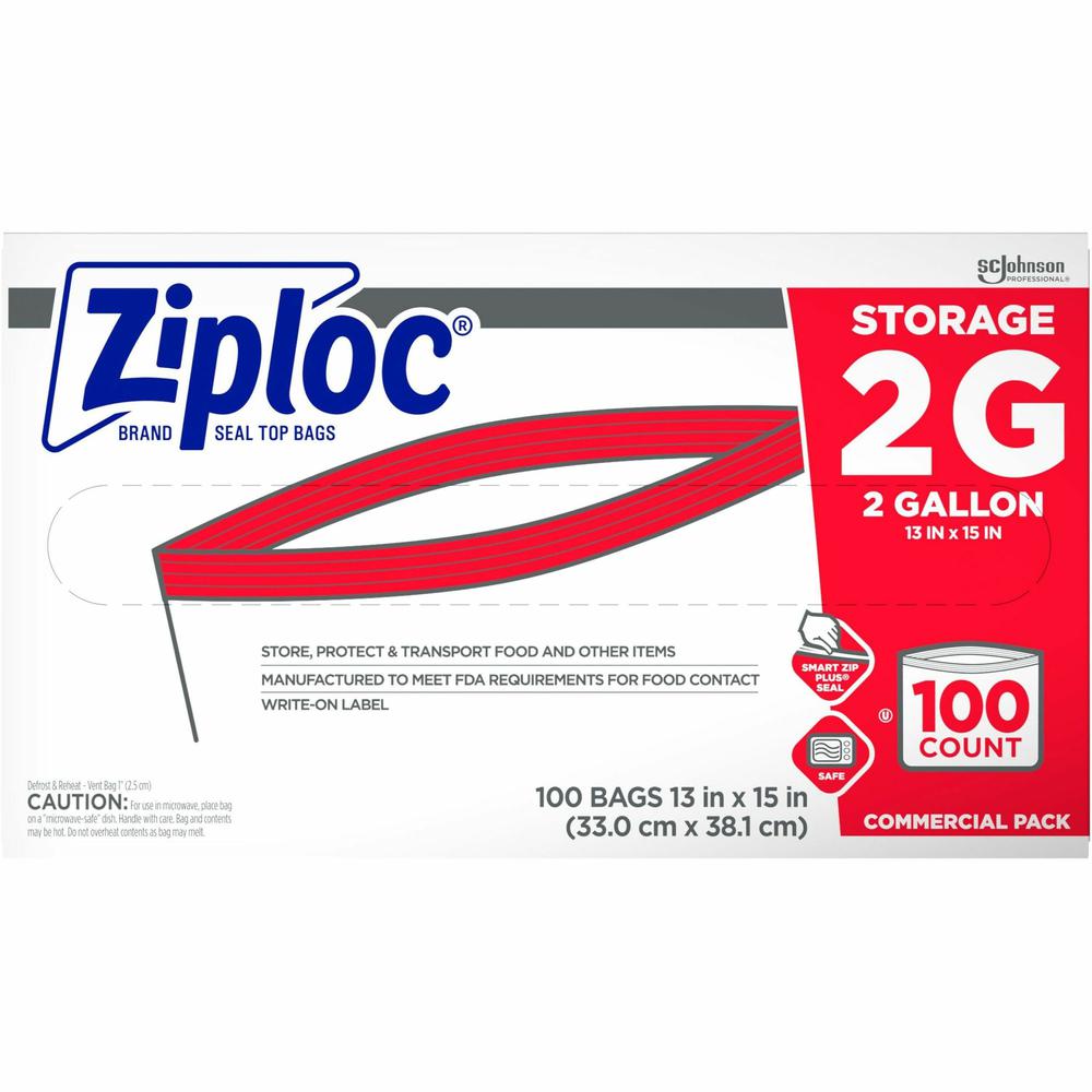 Ziploc&reg; 2-Gallon Storage Bags - Extra Large Size - 2 gal Capacity - Clear - 100/Carton - Food. Picture 1