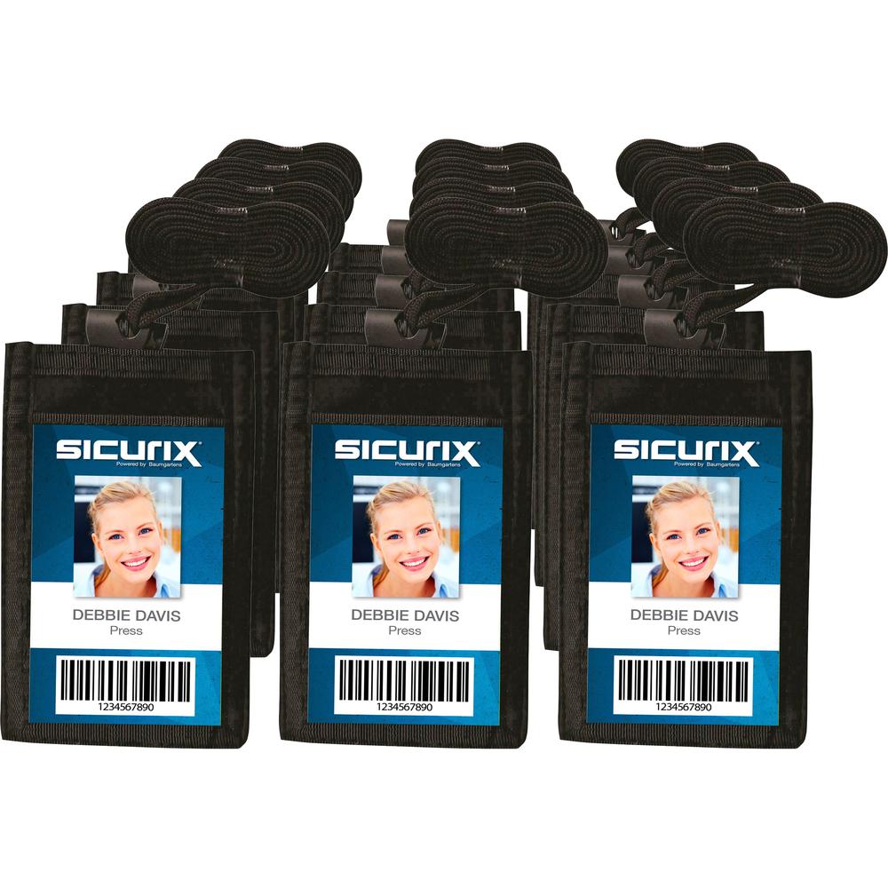 SICURIX Carrying Case (Pouch) Business Card - Black - Nylon Body - 3" Height x 0.4" Width - 12 / Box. Picture 1