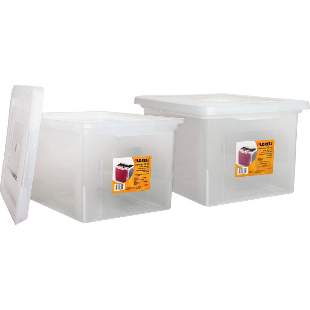 Lorell Stacking File Boxes - External Dimensions: 14.2" Width x 18" Depth x 10.8"Height - Media Size Supported: Letter, Legal - Interlocking Closure - Stackable - Plastic - Clear - For File - 2 / Bund. Picture 1