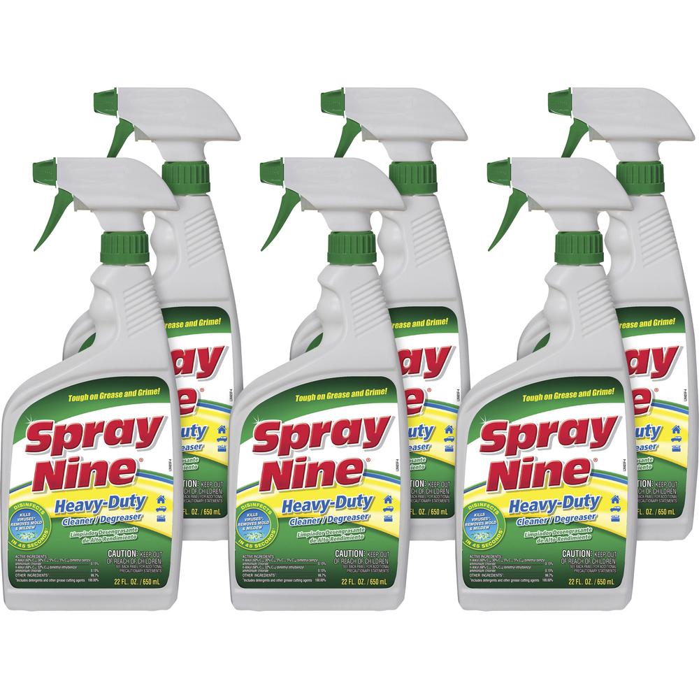 Permatex Heavy-Duty Cleaner/Degreaser w/Disinfectant - 22 fl oz (0.7 quart)Bottle - 6 / Bundle - Disinfectant - Clear. Picture 1