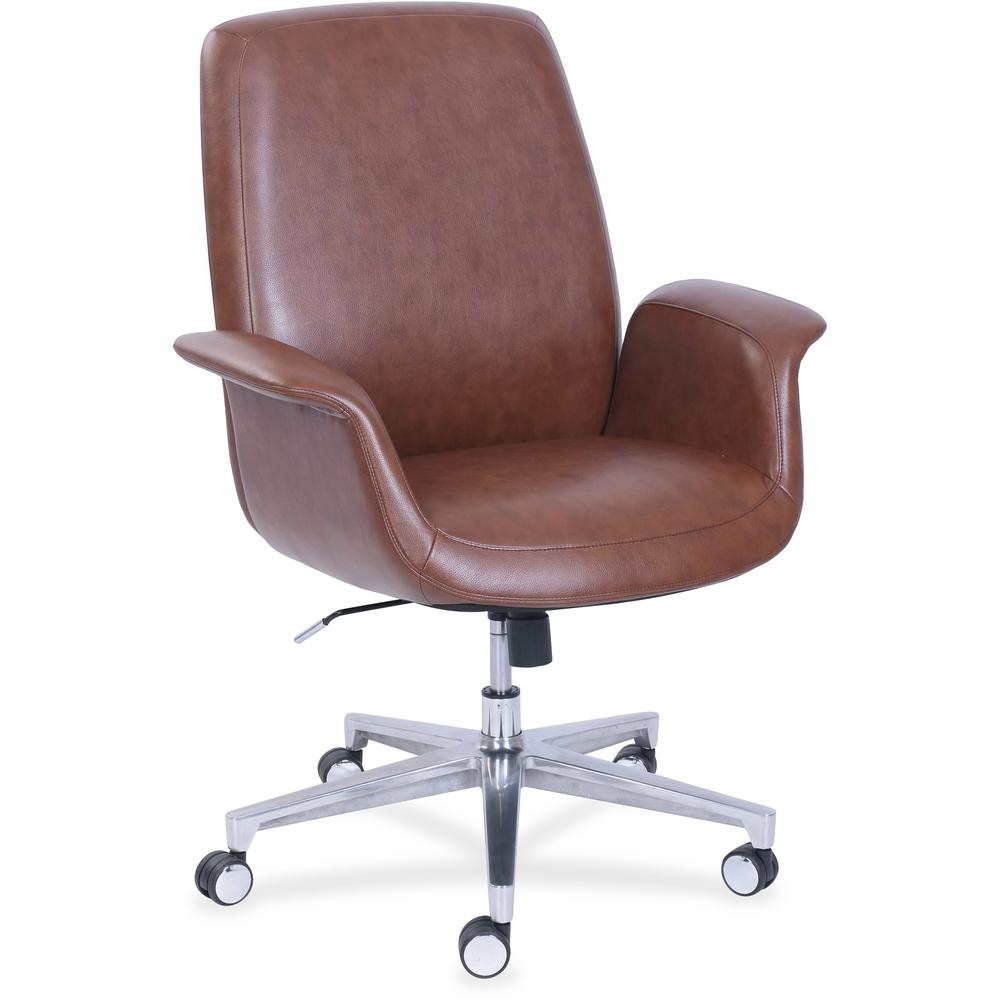 La-Z-Boy ComfortCore Gel Seat Collaboration Chair - Brown Faux Leather Seat - Brown Faux Leather Back - 1 Each. The main picture.