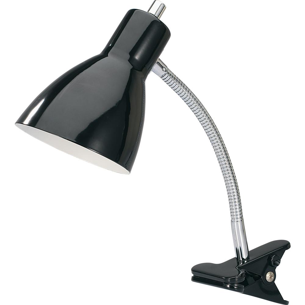 Lorell LED Clip-on Desk Lamp - 15.5" Height - 3" Width - 10 W LED Bulb - Plastic - Desk Mountable - Black - for Desk, Table. Picture 1