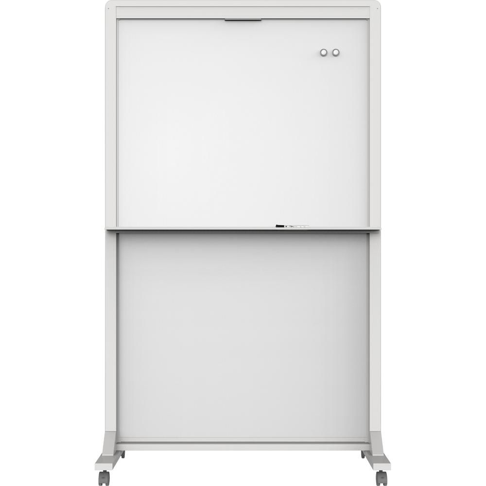 Quartet Motion Dual-Track Mobile Magnetic Dry-Erase Easel - 40" (3.3 ft) Width x 68" (5.7 ft) Height - White Painted Steel Surface - White Aluminum, Aluminum Frame - Rectangle - Horizontal - Magnetic . Picture 1