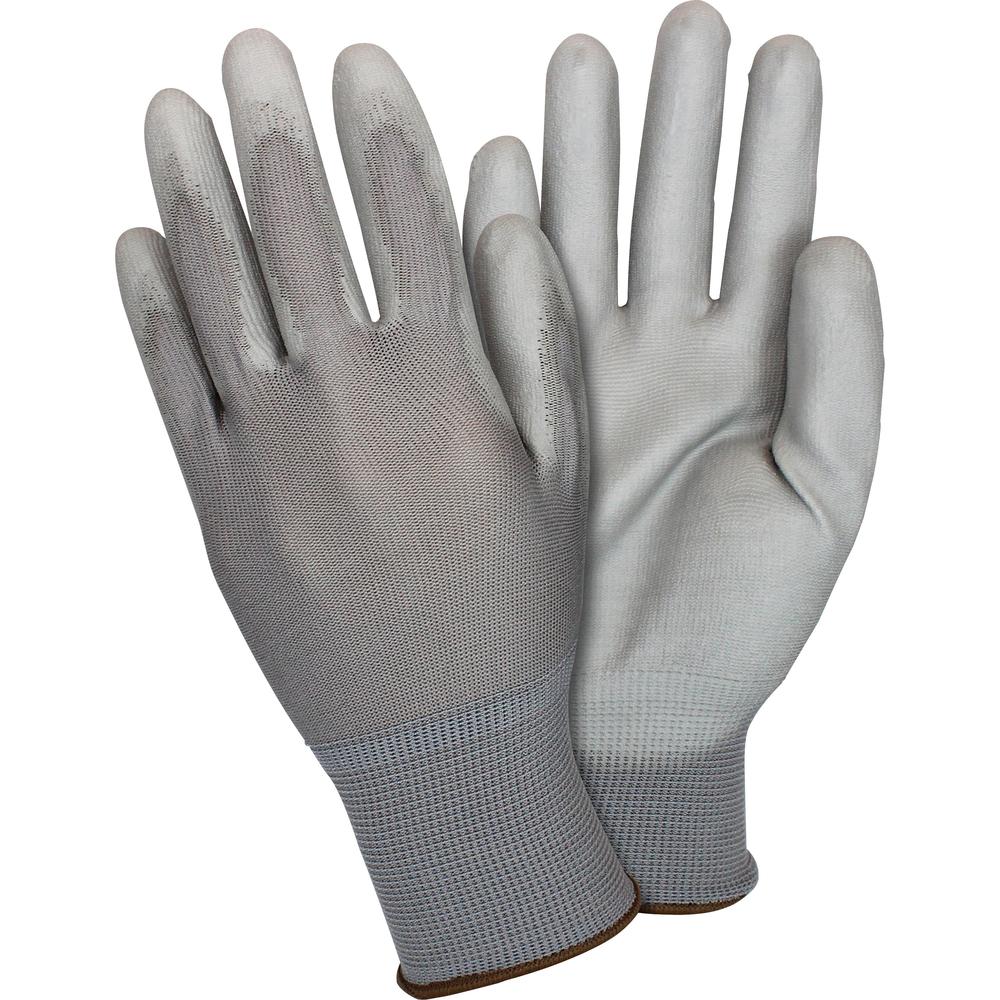 Safety Zone Gray Coated Knit Gloves - Polyurethane Coating - Small Size - Gray - Knitted, Comfortable, Abrasion Resistant, Machine Washable, Cut Resistant - For Food Handling, Janitorial Use, Painting. Picture 1