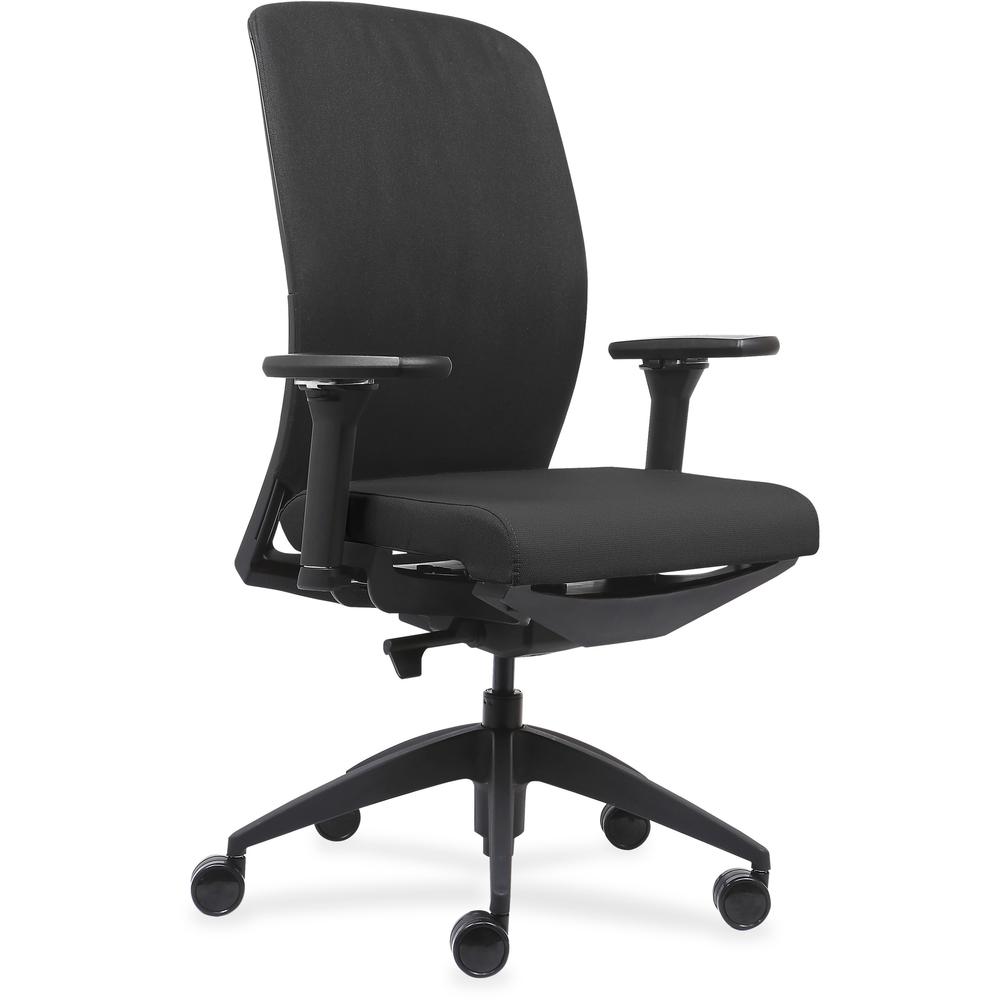Lorell Executive Chairs with Fabric Seat & Back - Black Fabric Seat - Black Fabric Back - Black Frame - 1 Each. Picture 1