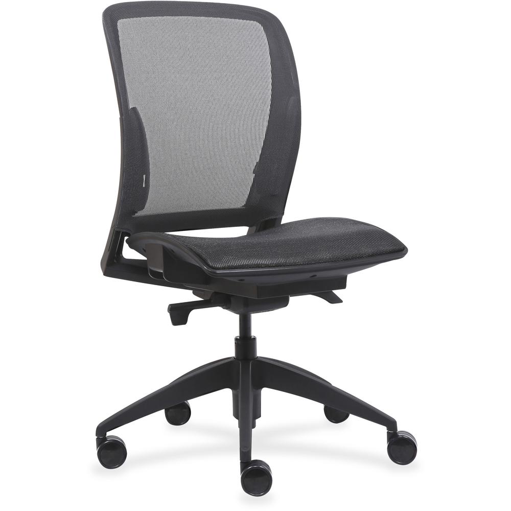 Lorell Mid-Back Chair with Mesh Seat & Back - Black - 1 Each. The main picture.