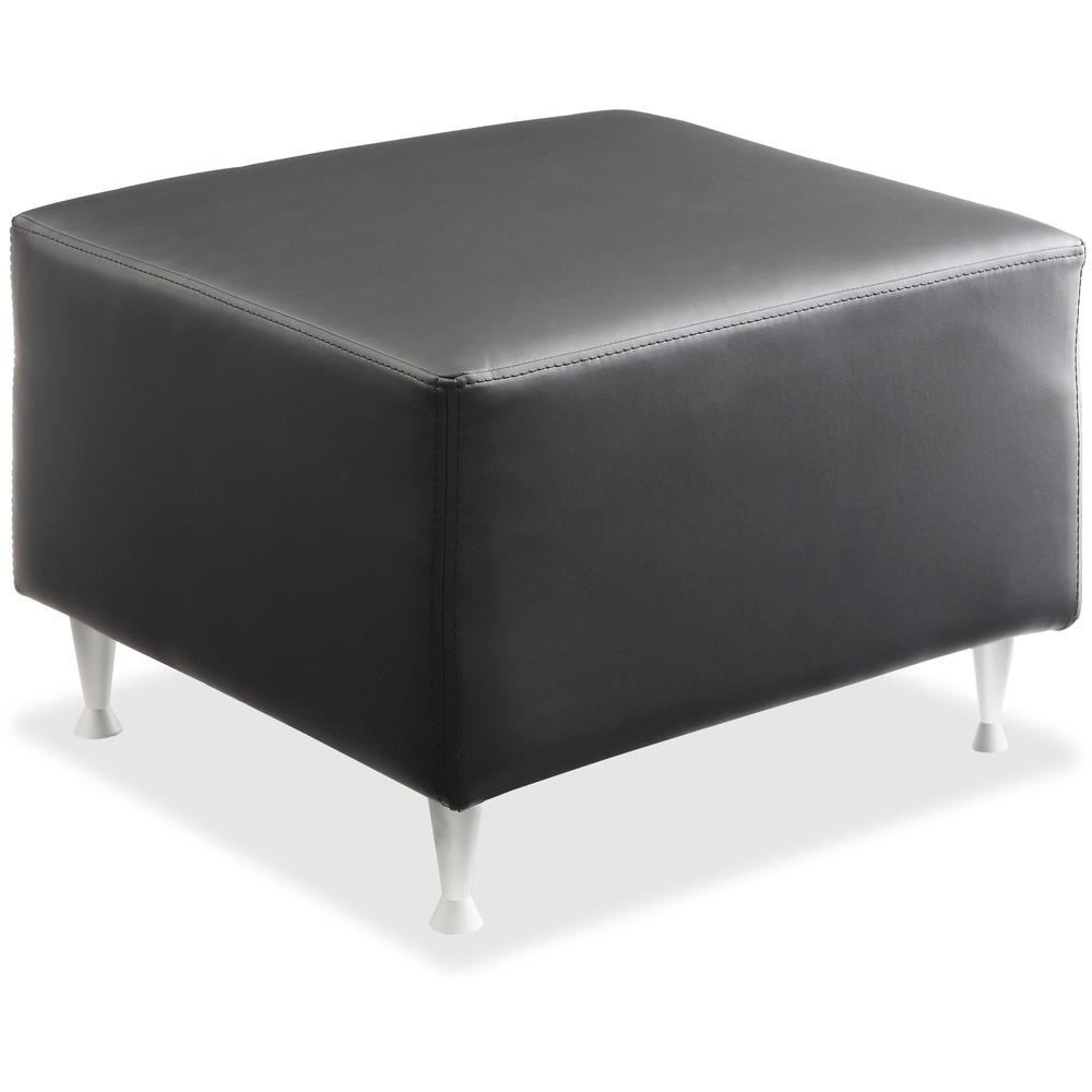 Lorell Fuze Modular Series Lounge Bench - Four-legged Base - Black - Leather, Aluminum - 1 Each. The main picture.