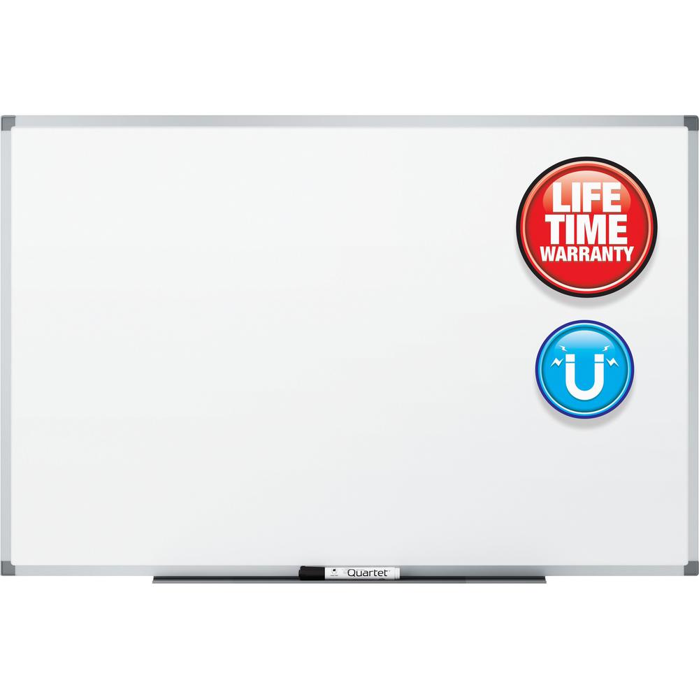 Quartet Standard DuraMax Magnetic Whiteboard - 72" (6 ft) Width x 48" (4 ft) Height - White Porcelain Surface - Silver Aluminum Frame - Rectangle - Horizontal/Vertical - Magnetic - Assembly Required -. Picture 1