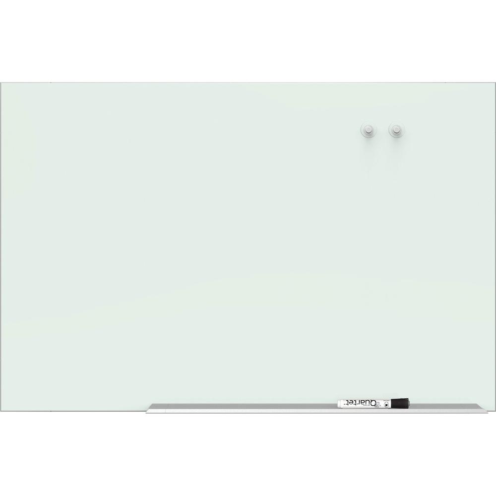 Quartet Element Framed Magnetic Dry-Erase Board - 85" (7.1 ft) Width x 48" (4 ft) Height - White Tempered Glass Surface - Aluminum Frame - Rectangle - Mount - Assembly Required - 1 Each. The main picture.