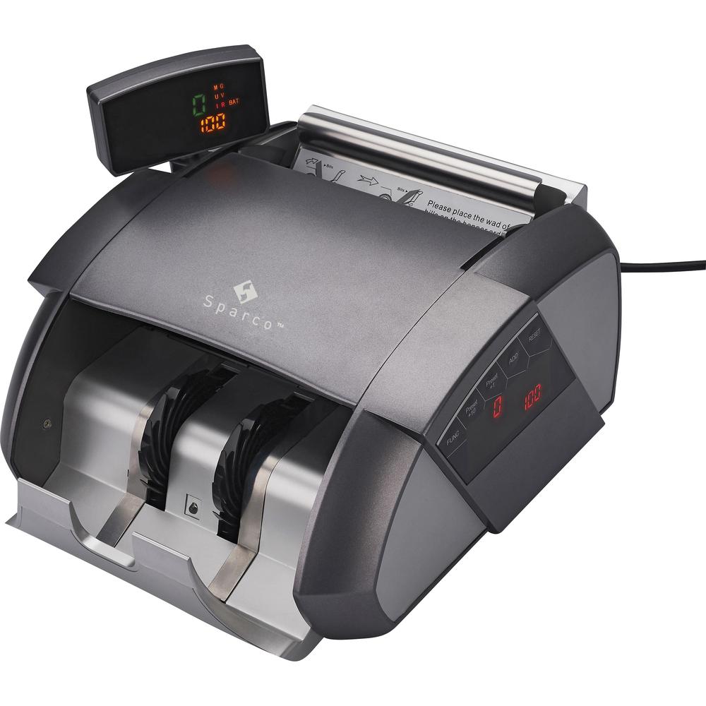 Sparco Automatic Bill Counter with Digital Display - Counts 1100 bills/min - White. Picture 1