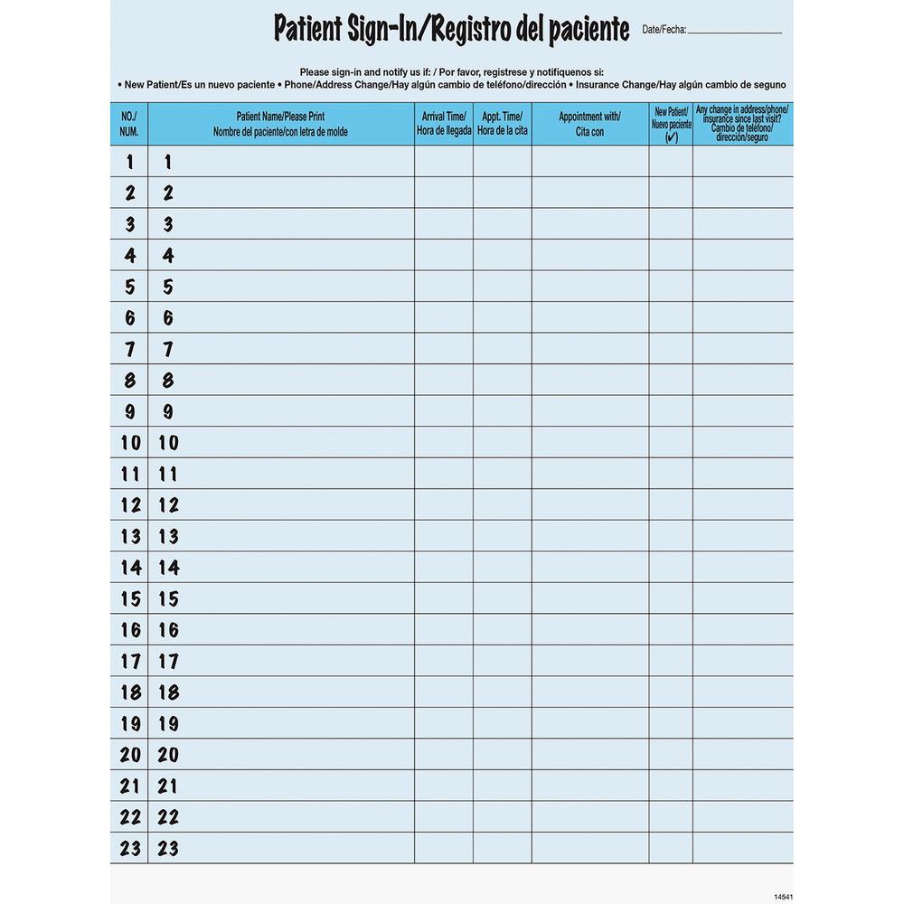 Tabbies Patient Sign-in Label Forms - Letter - 8.50" x 11" Sheet Size - Blue Sheet(s) - 125 / Pack. Picture 1