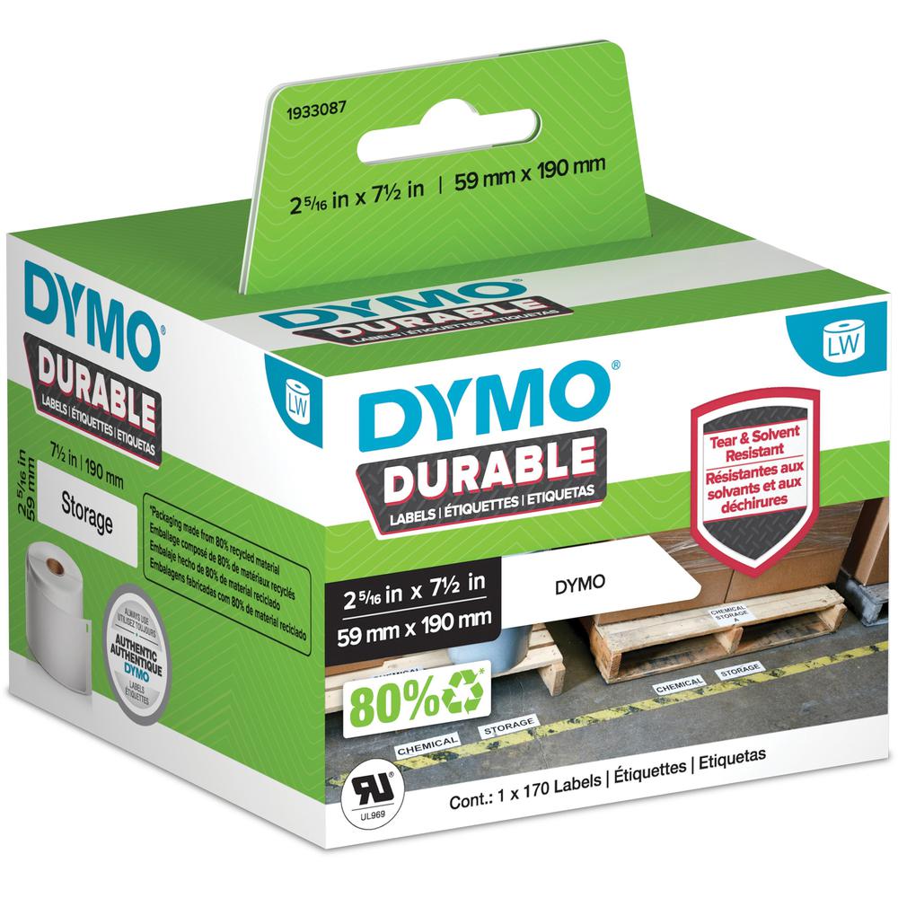 Dymo ID Label - 2 21/64" Width x 7 31/64" Length - White - Polypropylene - 170 / Roll - 170 Total Label(s) - 1 Each. Picture 1