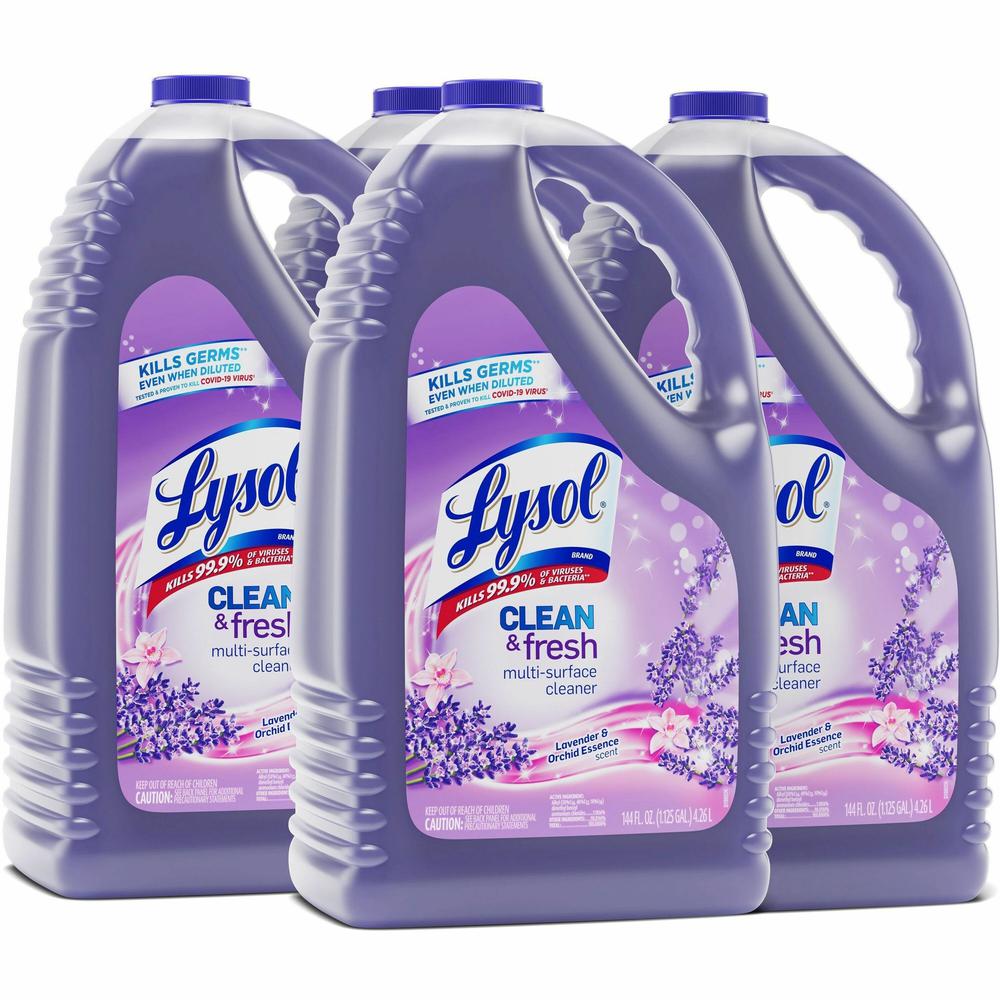 Lysol Clean/Fresh Lavender Cleaner - Liquid - 144 fl oz (4.5 quart) - Clean & Fresh Lavender Orchid Scent - 4 / Carton - Purple. Picture 1