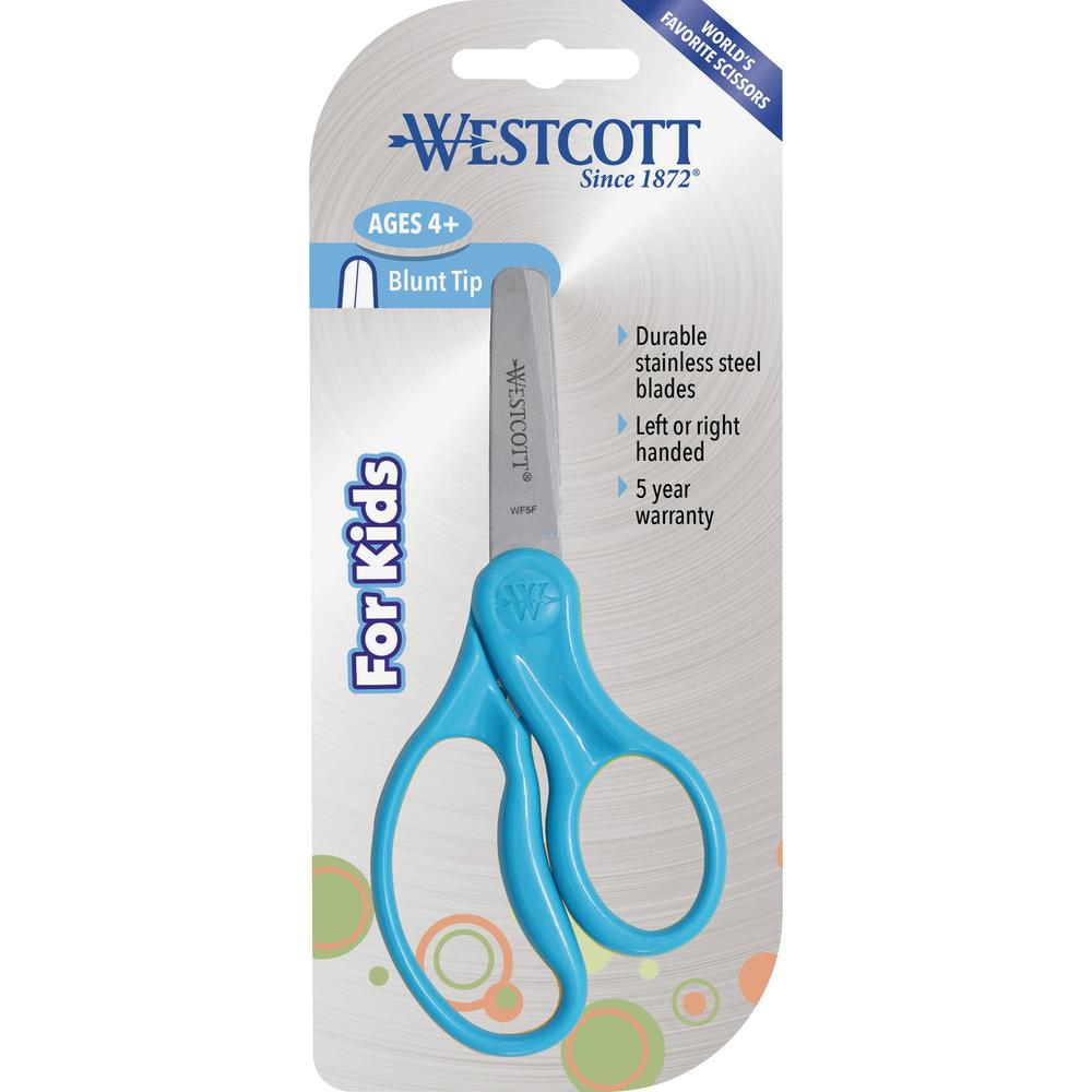 Westcott Blunt Tip 5" Kids Scissors - 5" Overall Length - Stainless Steel - Blunted Tip - Assorted - 30 / Pack. Picture 1