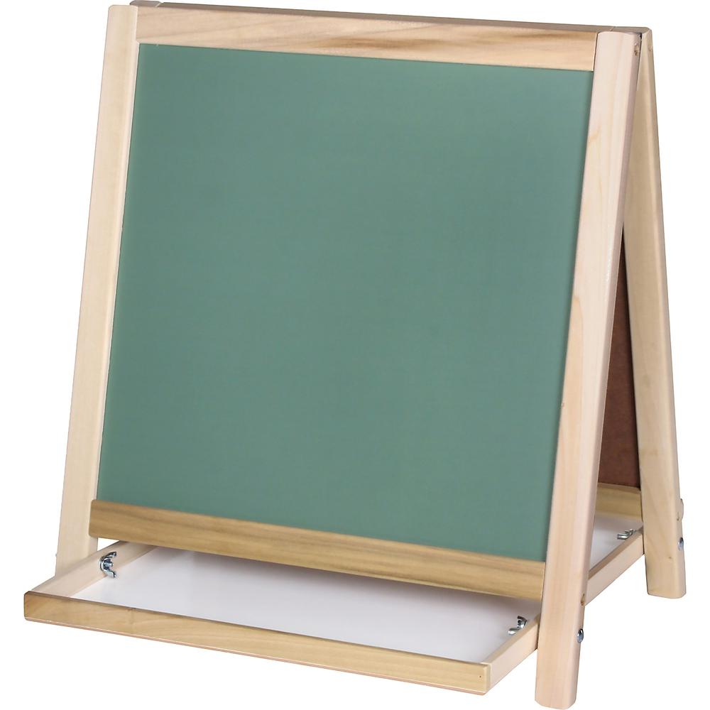 Flipside Chalkboard/Magnetic Board Table Easel - White/Green Surface - Wood Frame - Rectangle - Tabletop - Assembly Required - 1 Each. Picture 1