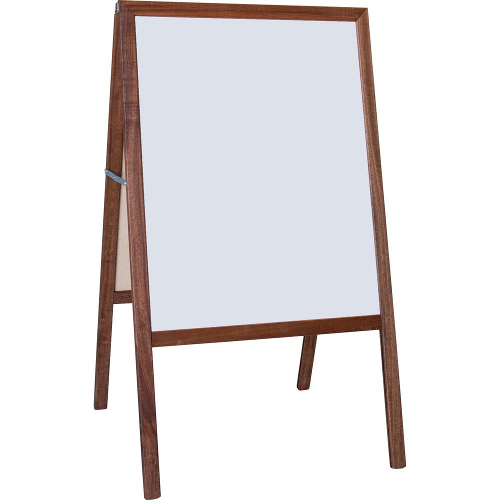 Flipside Dark Frame Signage Easel - Stained White/Black Surface - Hardwood Frame - Rectangle - 1 Each. Picture 1