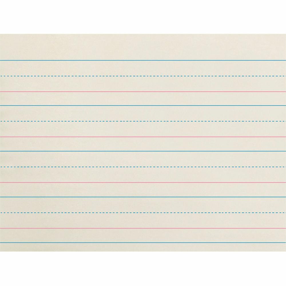 Zaner-Bloser Broken Midline Ruled Paper - Printed - 1.13" Ruled - 30 lb Basis Weight - 8" x 10 1/2" - White Paper - 500 / Ream. Picture 1