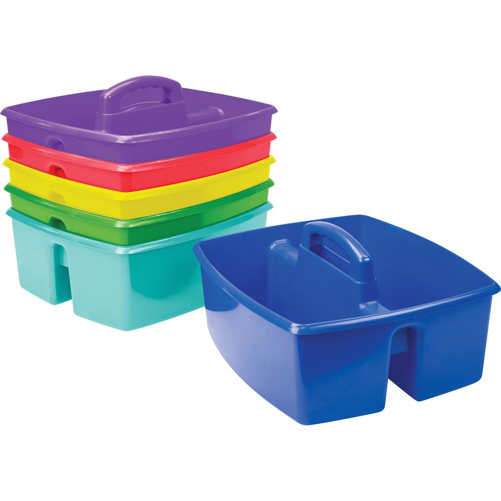 Storex Large Storage Caddy - External Dimensions: 13.2" Length x 11.2" Width x 10.8" Height - Stackable - Plastic - Assorted Bright - For Paint, Marker, Pen - 6 / Carton. Picture 1