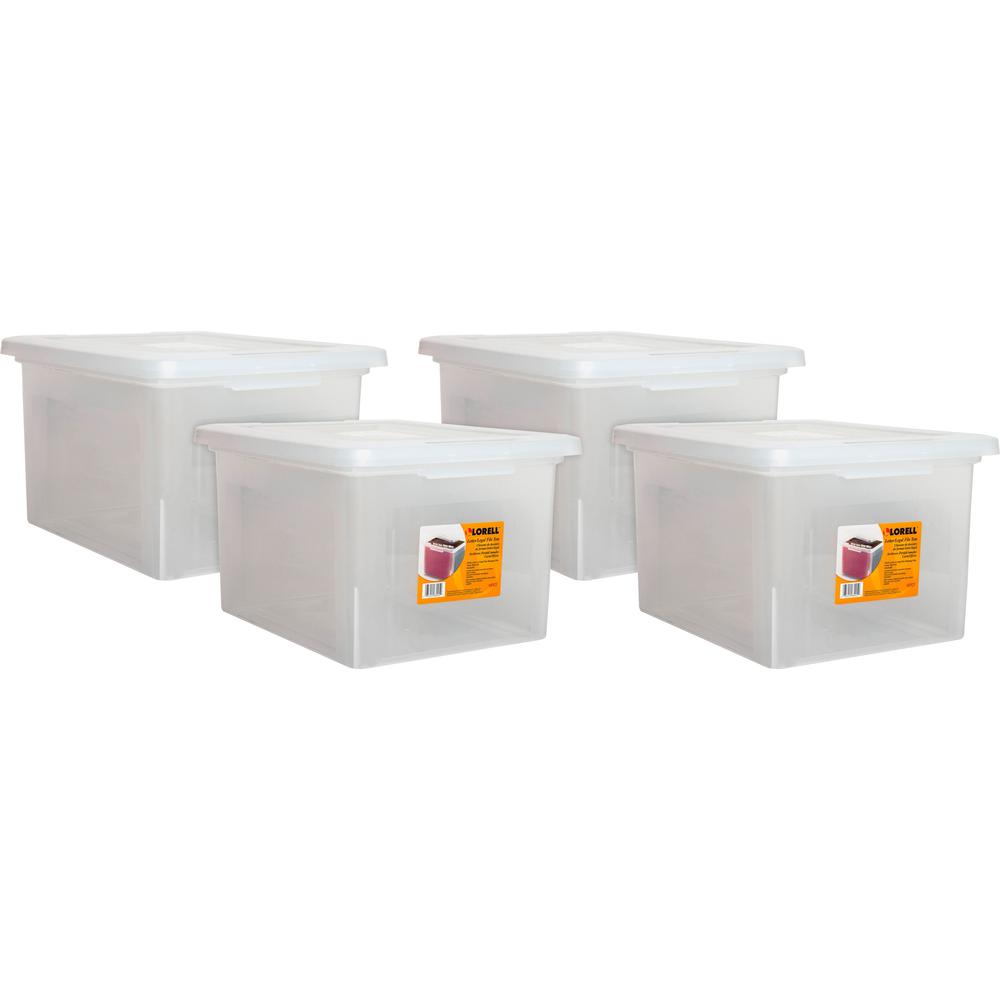 Lorell Stacking File Boxes - External Dimensions: 14.2" Width x 18" Depth x 10.8"Height - Media Size Supported: Letter, Legal - Interlocking Closure - Stackable - Plastic - Clear - For File - 2 / Cart. Picture 1