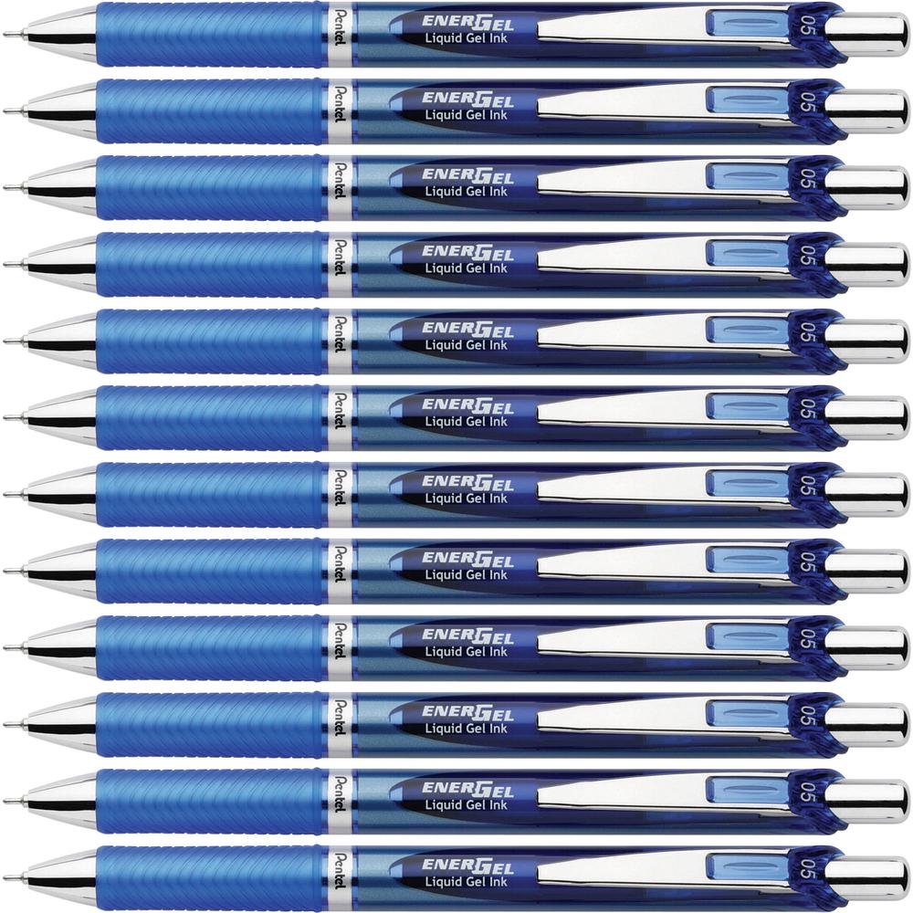 EnerGel EnerGel RTX Liquid Gel Pens - Fine Pen Point - 0.5 mm Pen Point Size - Needle Pen Point Style - Refillable - Retractable - Blue Gel-based Ink - Blue Barrel - Stainless Steel Tip - 12 / Box. Picture 1