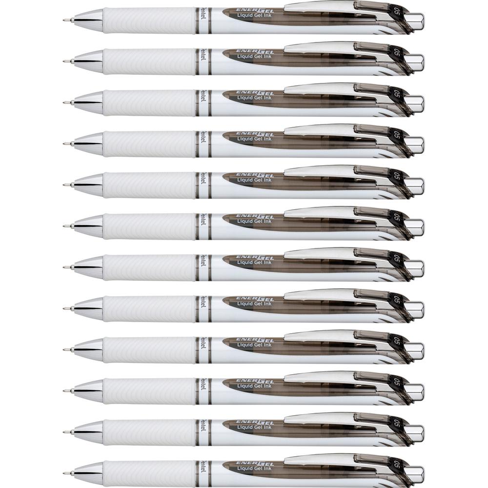 EnerGel EnerGel Pearl Liquid Gel Pens - Fine Pen Point - 0.5 mm Pen Point Size - Needle Pen Point Style - Refillable - Retractable - Black Gel-based Ink - Pearl White Barrel - Stainless Steel Tip - 1 . Picture 1